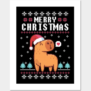 Merry Christmas capybara Posters and Art